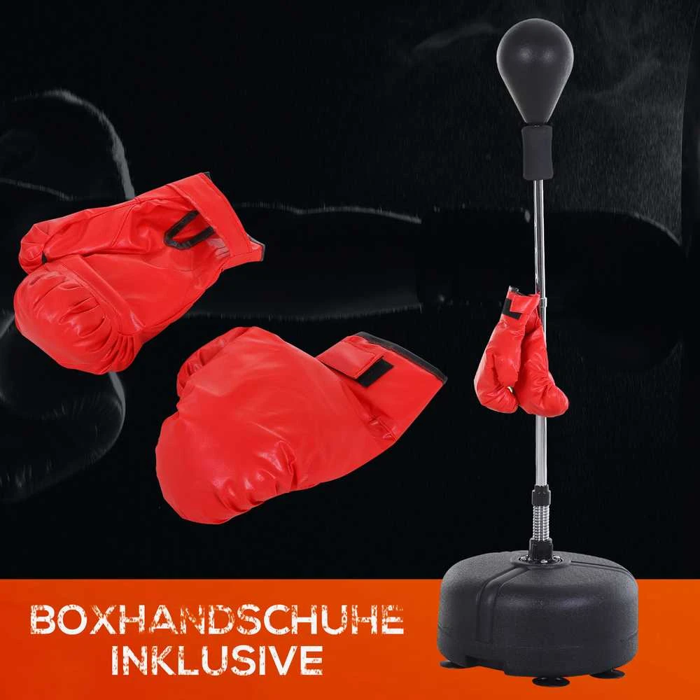 HOMCOM bokso kriaušės stovas su pirštinėmis, 136-154 cm reguliuojamo aukščio, tinka profesionalams ir pradedantiesiems, juoda