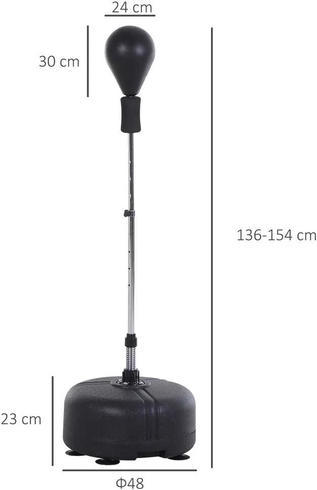HOMCOM bokso kriaušės stovas su pirštinėmis, 136-154 cm reguliuojamo aukščio, tinka profesionalams ir pradedantiesiems, juoda