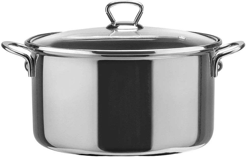 Puodas emaliuotas su stikliniu dangčiu, juodas, 26 cm, 5 l