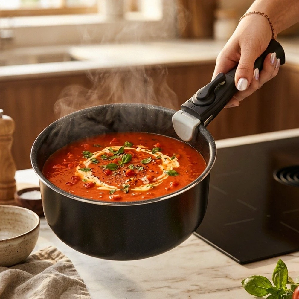 Puodas GRANDE COMBI su granitine danga, juodas, 20 cm, 3 l