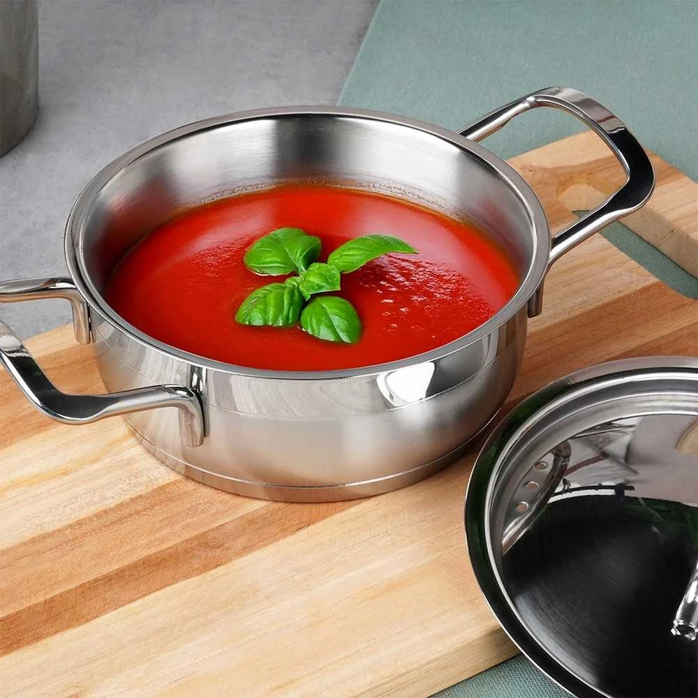 Orion Plieninis puodas ANETT 14 cm, 700 ml su dangčiu