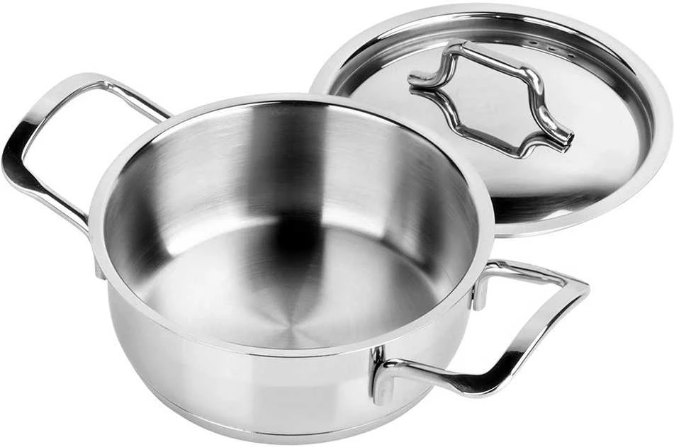 Orion Plieninis puodas ANETT 14 cm, 700 ml su dangčiu