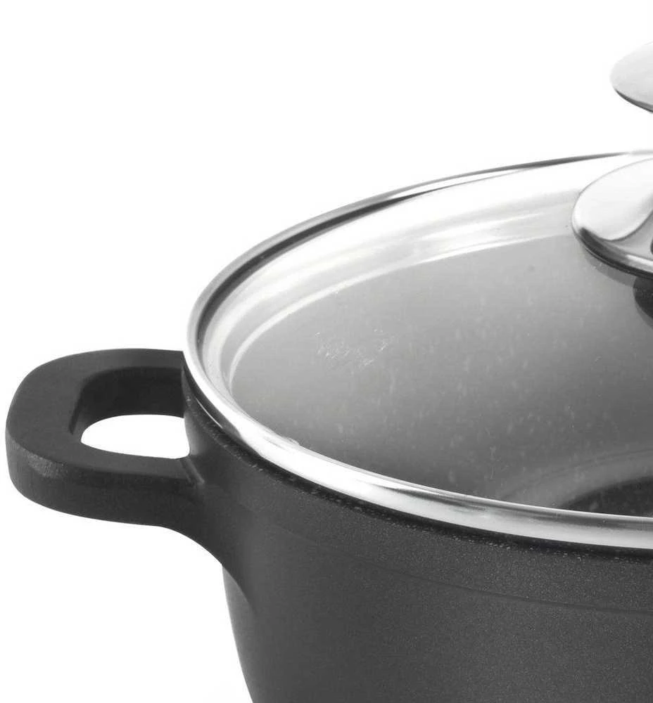 Orion Puodas GRANDE 24 cm, 4 l, su stikliniu dangteliu, granitinė danga