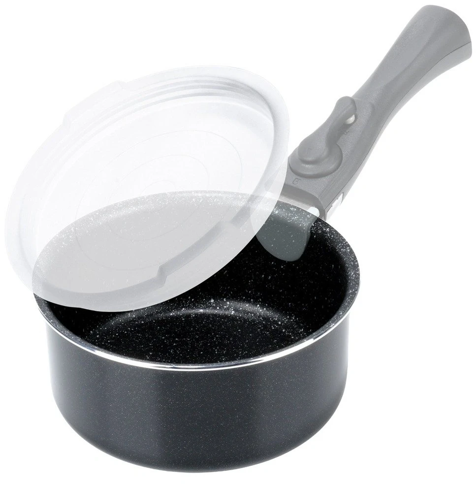 Puodas su granitine danga, indukcinei viryklei, juodas, Ø 16 cm, 1,55 l