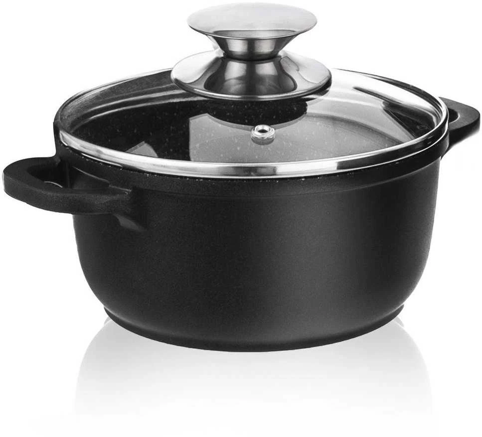 Orion Puodas granitas su stikliniu dangteliu GRANDE 16 cm, 1,4 l