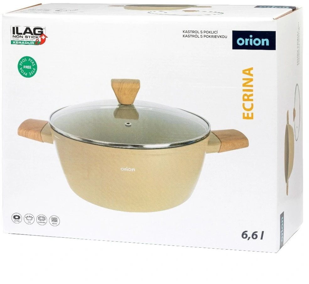 Puodas su keramine danga, smėlio spalvos, 28 cm, 6,6 l