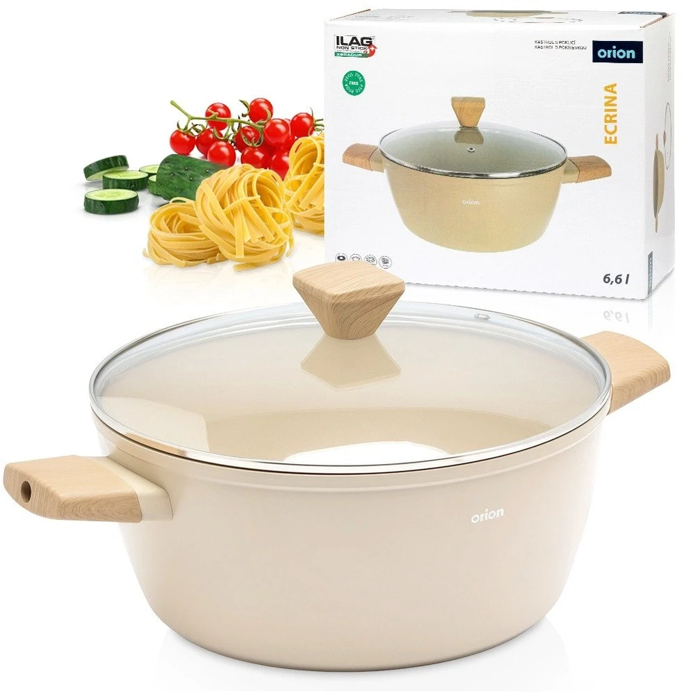 Puodas su keramine danga, smėlio spalvos, 28 cm, 6,6 l