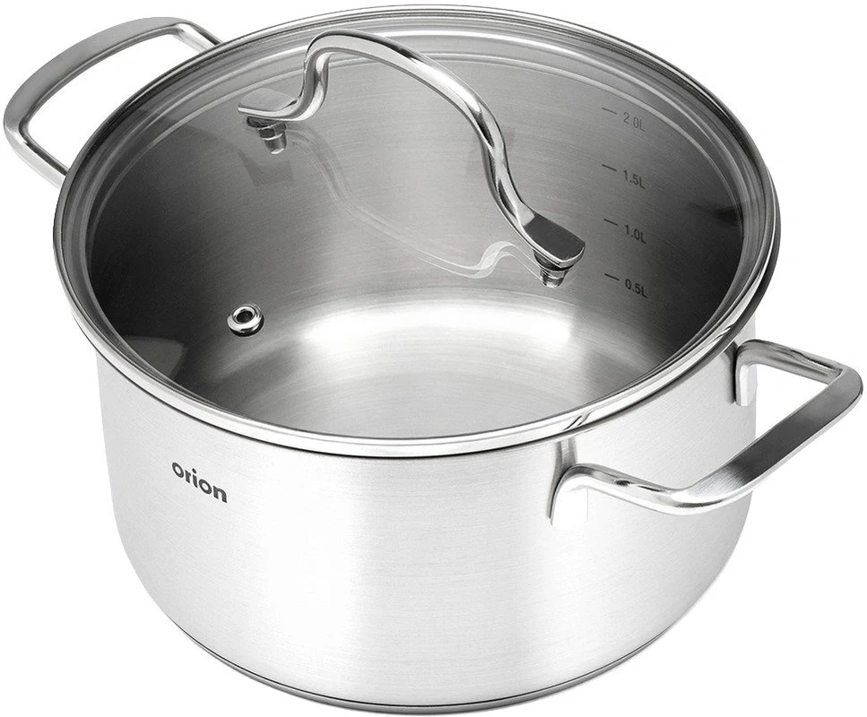 Puodas su stikliniu dangčiu, sidabrinis, Ø 18 cm, 2,5 l