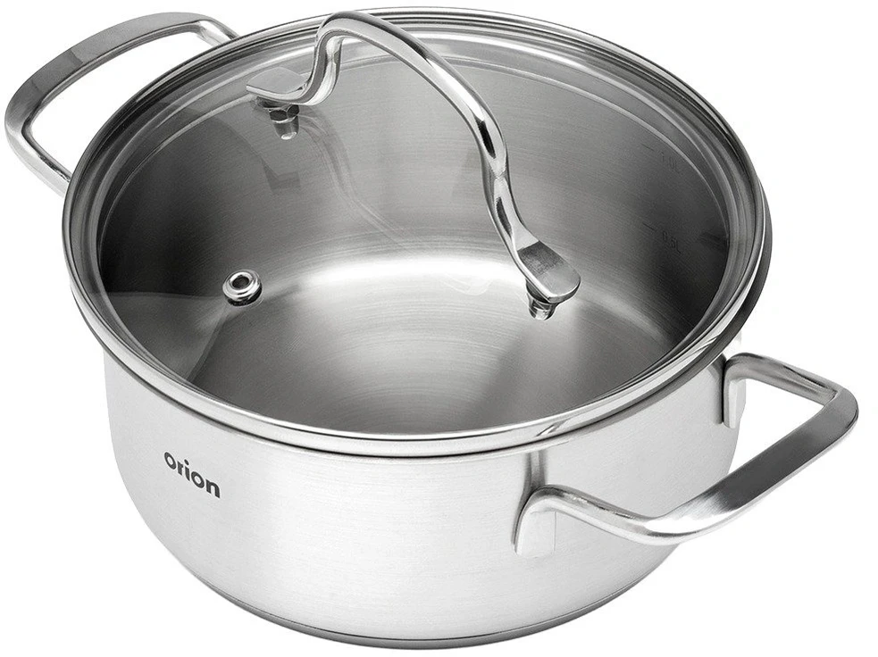 Puodas su stikliniu dangčiu, sidabrinis, 16 cm, 1,4 l