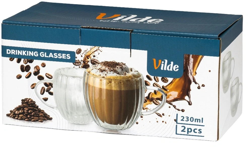 Puodeliai su dviguba sienele, skaidrūs, 230 ml, 2 vnt.