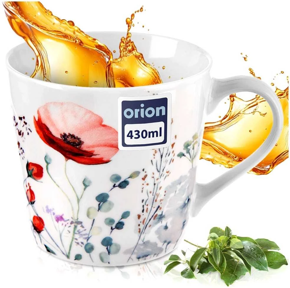 Quantec Orion Porceliano Kavos Puodelis 430 ml - Gėlių Dekoracija