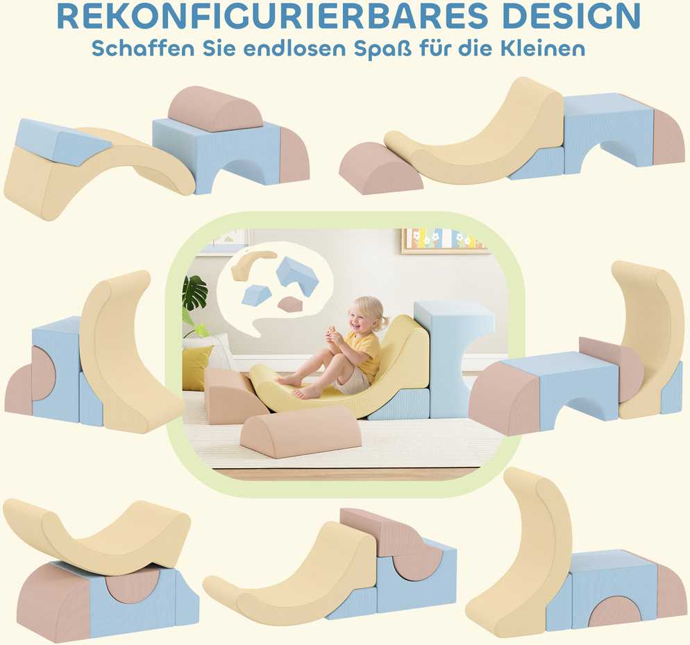 AIYAPLAY 5 dalių putplasčio laipiojimo kaladėlių rinkinys, velveto užvalkalas, lengvas svoris, statymui, ropojimui, laipiojimui, spalvingas