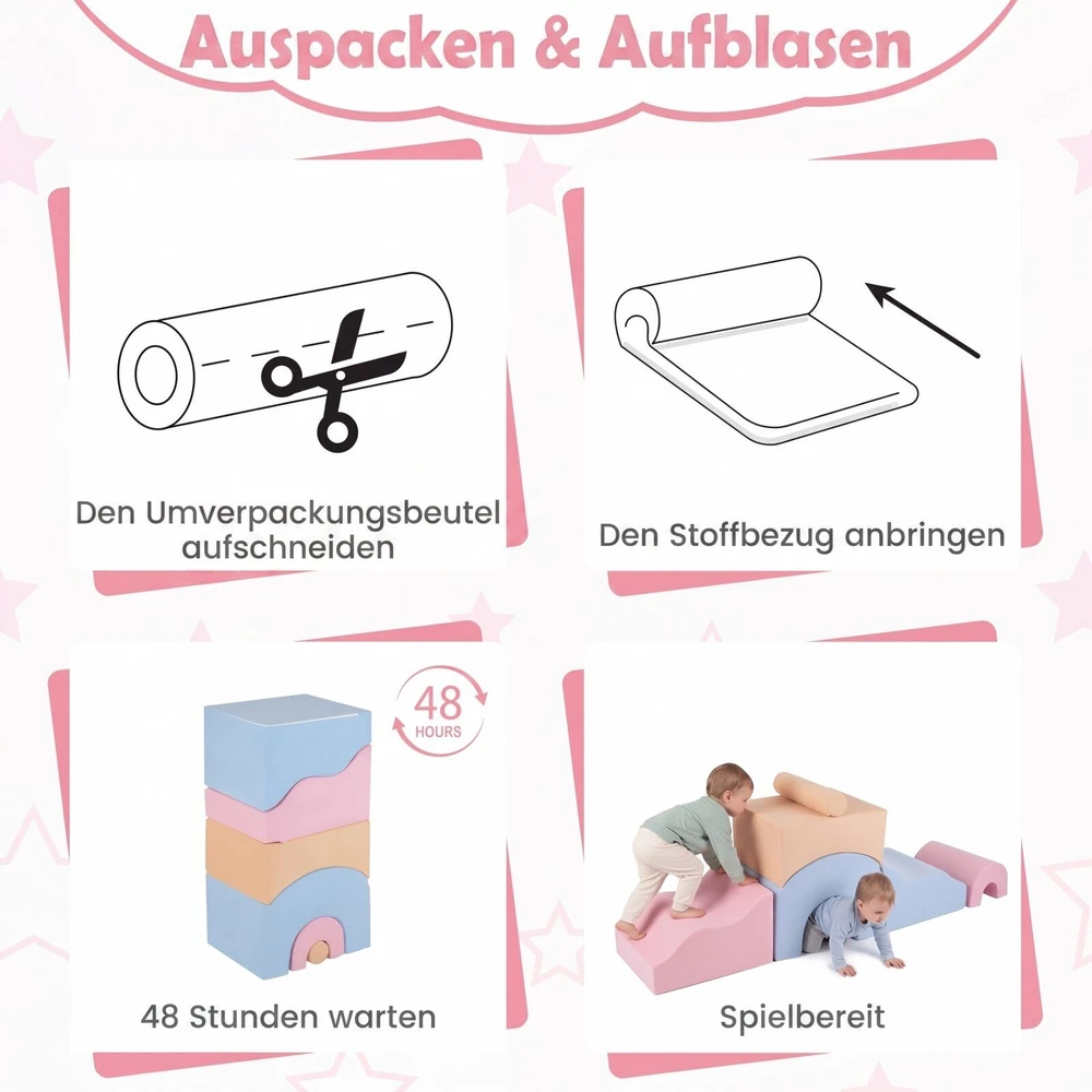 Putplasčio laipiojimo rinkinys su nuimamais užvalkalais, įvairiaspalvis / pilkas, 6 dalių