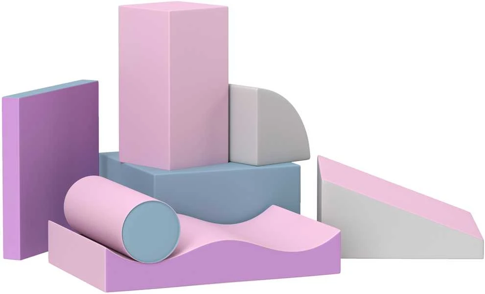 HOMCOM minkštųjų kaladėlių rinkinys, 7 dalių, putplasčio blokai, didelės konstravimo kaladėlės, žaislai 1-3 metų vaikams, dirbtinė oda, EPE