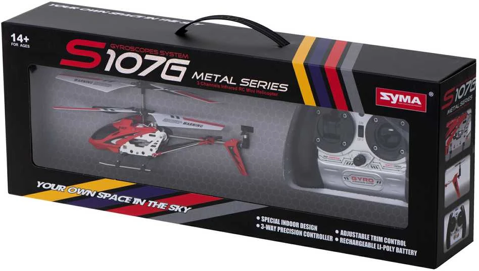 SYMA S107G RC sraigtasparnis raudonos spalvos