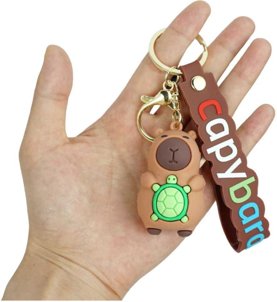 Lean Toys Raktų pakabukas su kapibara ir vėžliu, silikoninis