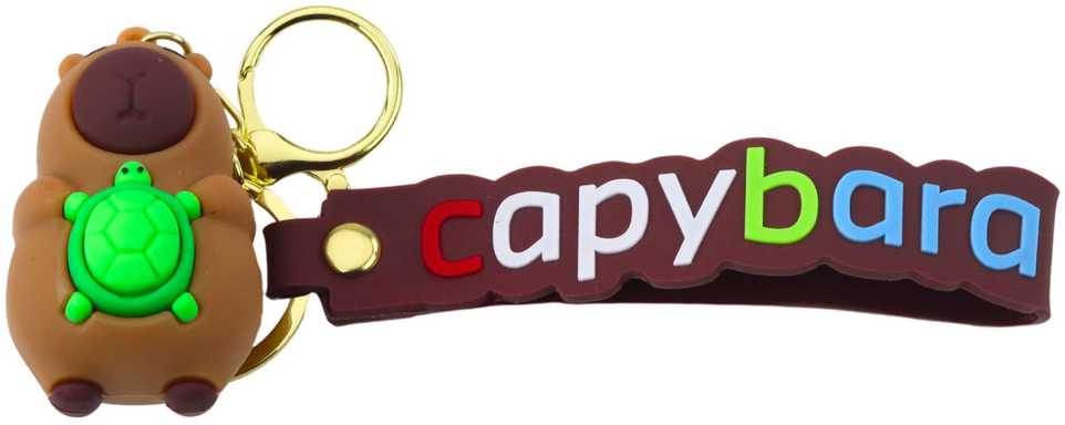 Lean Toys Raktų pakabukas su kapibara ir vėžliu, silikoninis