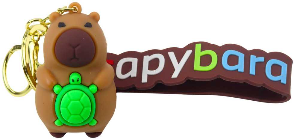 Lean Toys Raktų pakabukas su kapibara ir vėžliu, silikoninis