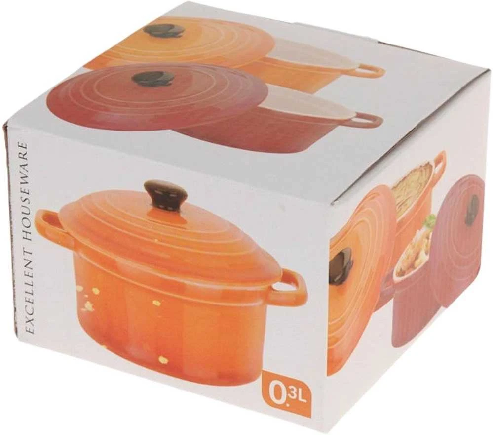 Excellent Houseware Porcelianinė ramekinė su dangčiu 300 ml