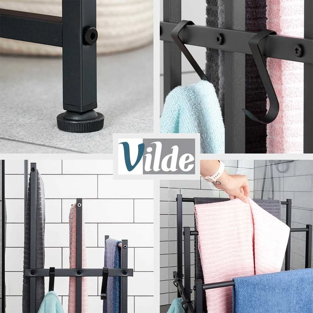 Vilde Stovintis rankšluosčių stovas metalinis juodas