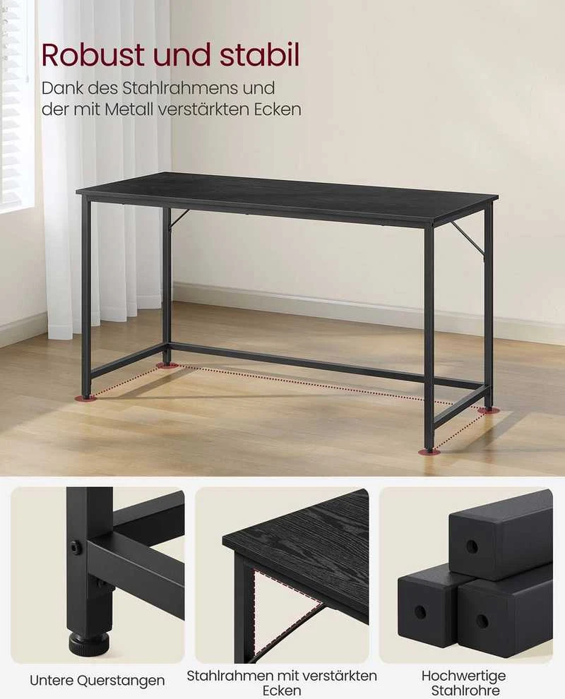 Songmics Rašomasis stalas 60x140x76 cm juodas