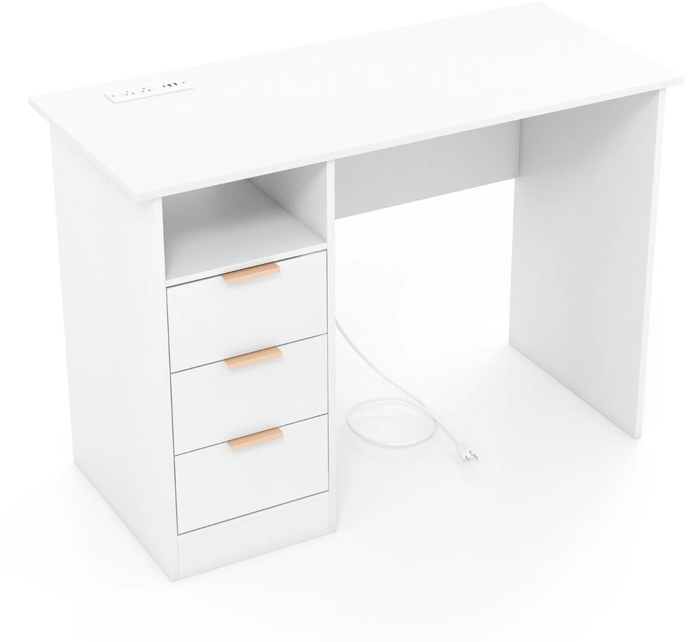 Rašomasis stalas baltas ir auksinis 105x48x76cm