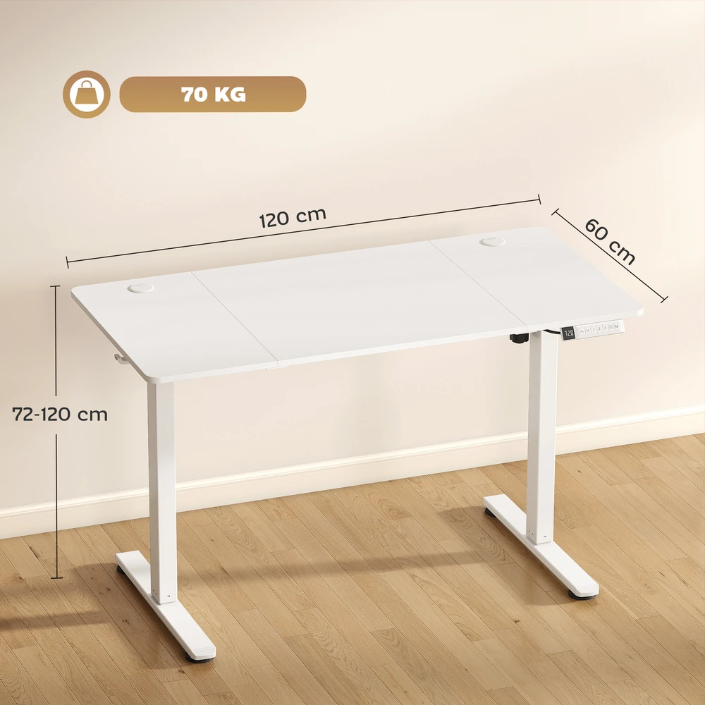 Rašomasis stalas elektrinis reguliuojamo aukščio, 120 x 60 x 72–120 cm