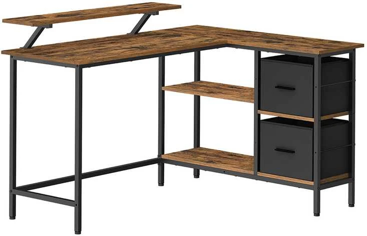 Songmics Vasagle L formos rašomasis stalas su 2 stalčiais 135 x 105 cm