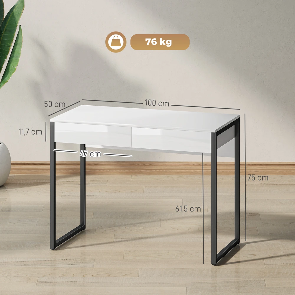 Rašomasis stalas su 2 stalčiais, 100 × 50 × 75 cm