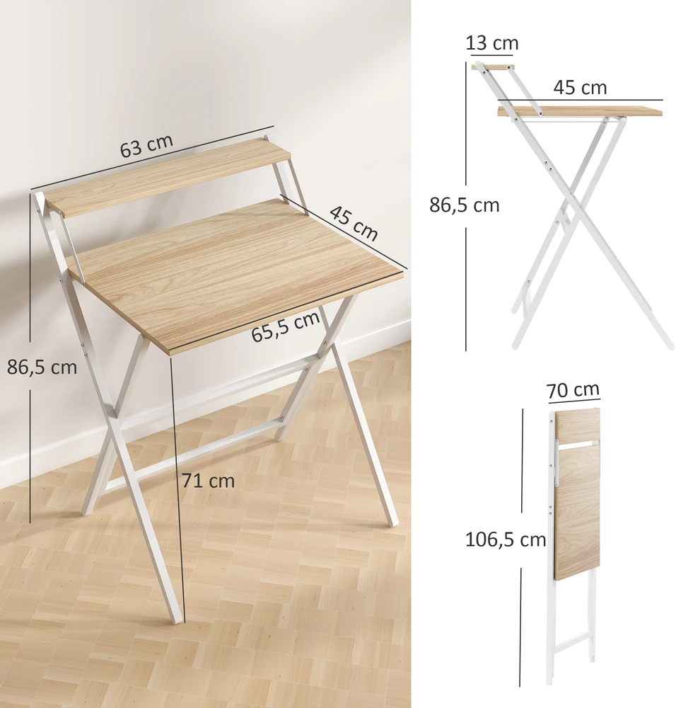 Rašomasis stalas sulankstomas, 70 x 62 x 86,5 cm