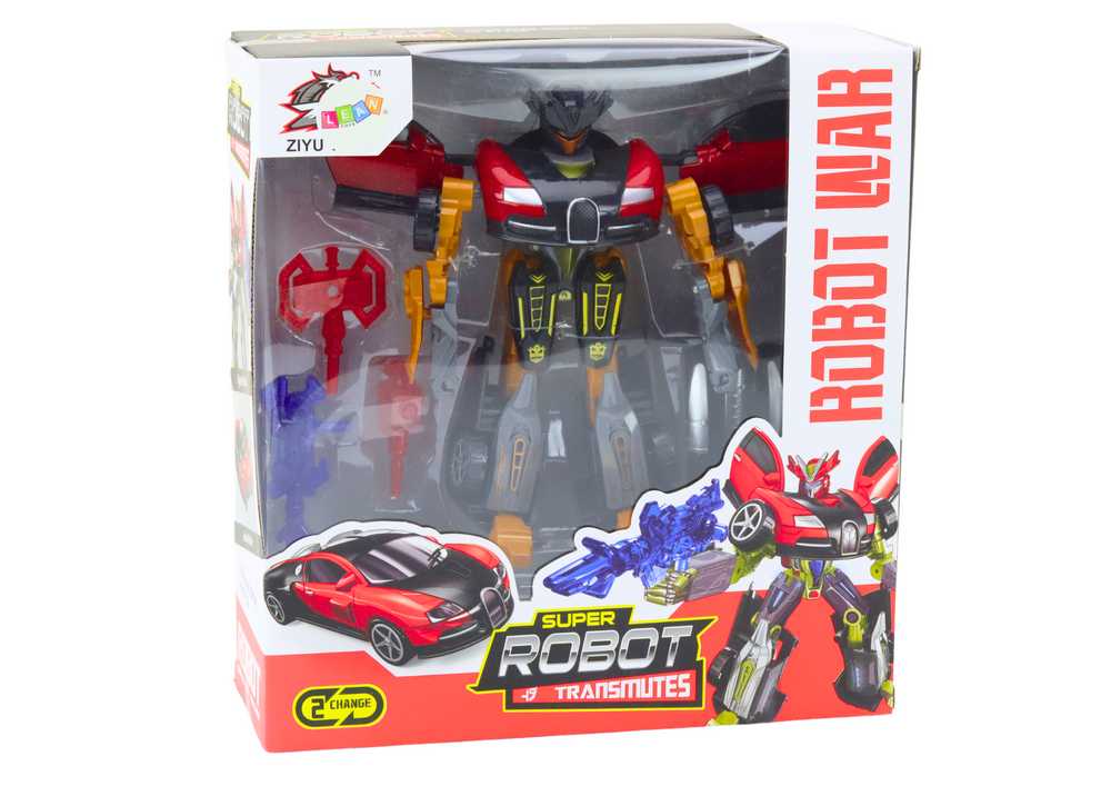 Lean Toys Raudonas žaislas 2in1 robotas-automobilis su ginklais