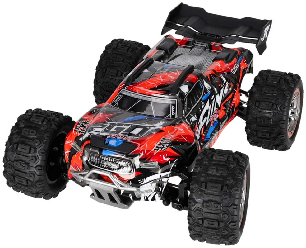 RC automobilis 4WD su bešepetėliu varikliu, juodas ir raudonas, 29 × 20,5 × 11 cm