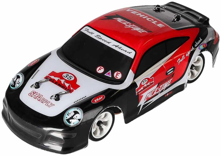 RC driftinis automobilis WLToys K969, 4WD, raudonas, juodas ir sidabrinis, 18 × 8 × 5 cm