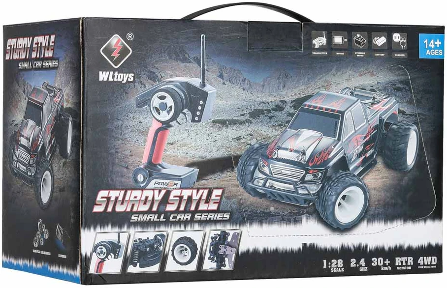 RC driftinis automobilis WLToys K969, 4WD, raudonas, juodas ir sidabrinis, 18 × 8 × 5 cm