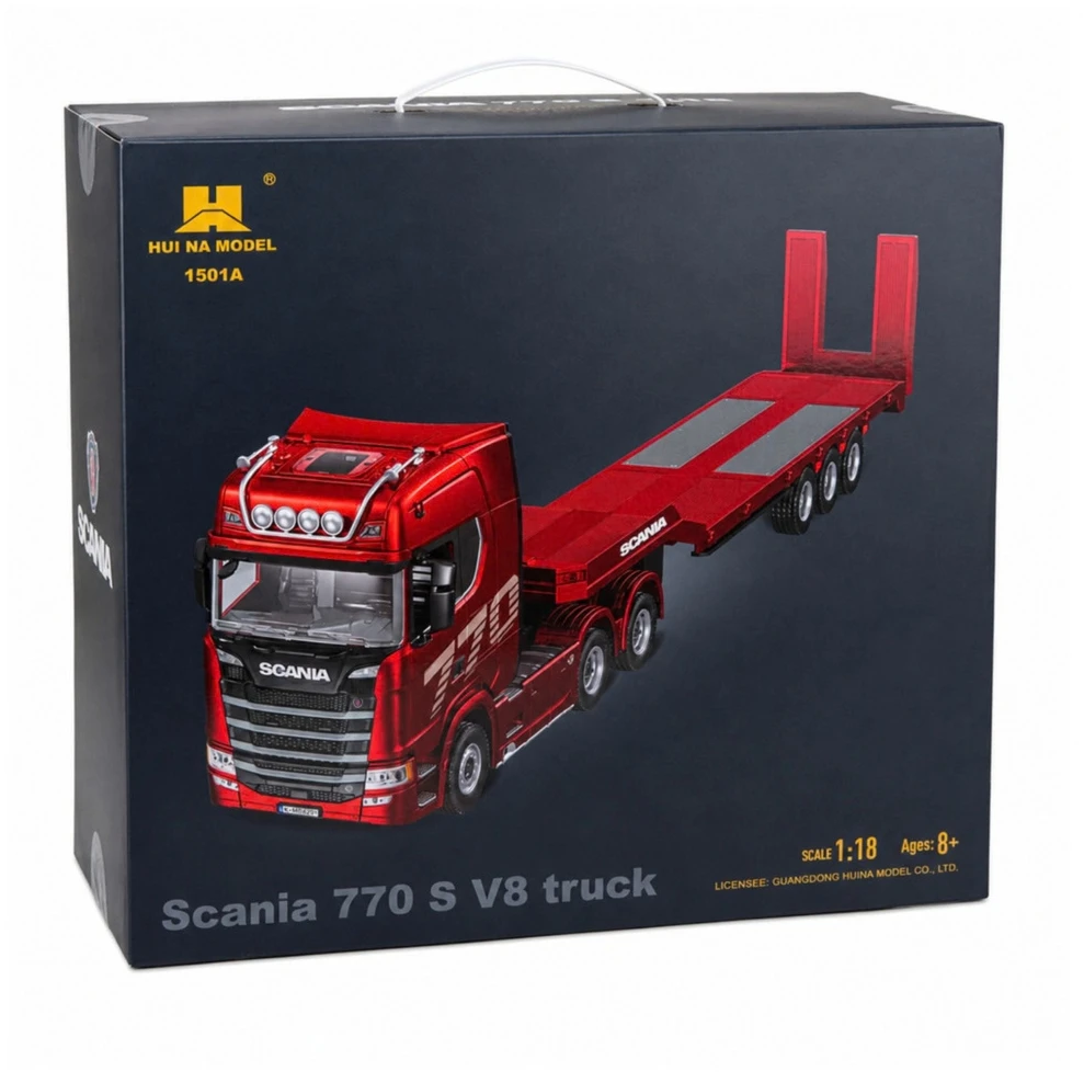 Huina RC sunkvežimis Scania 770S su priekaba, sidabrinis, 1:18