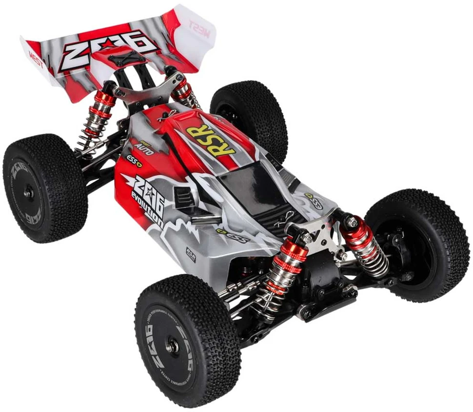 RC visureigis WLToys 144001 4WD, juodos, raudonos ir baltos spalvų, 30 × 20,5 × 12 cm