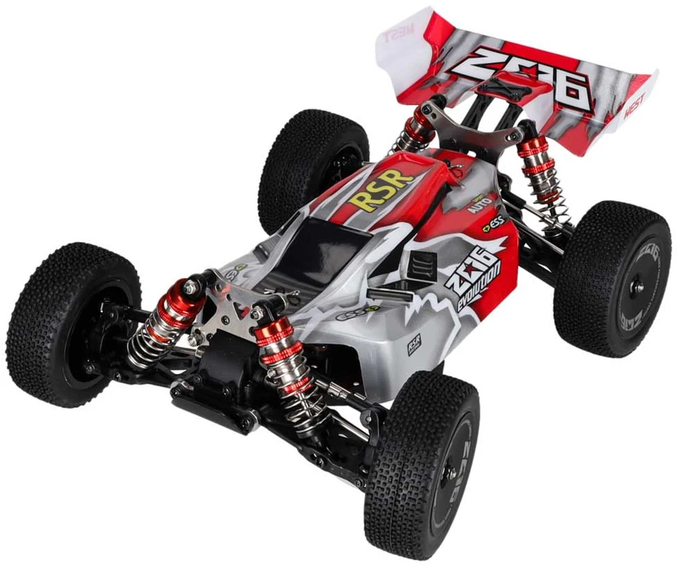 RC visureigis WLToys 144001 4WD, juodos, raudonos ir baltos spalvų, 30 × 20,5 × 12 cm