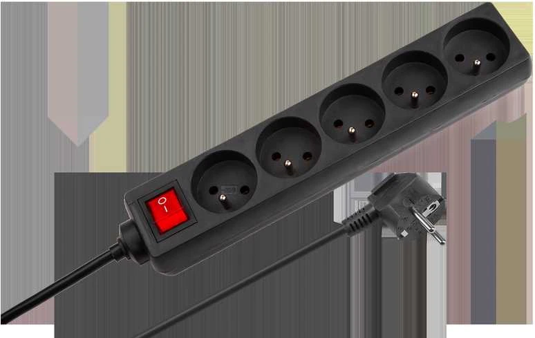 Rebel elektros tinklo ilgintuvas 5 lizdai su jungikliu 3m - 1.5mm
