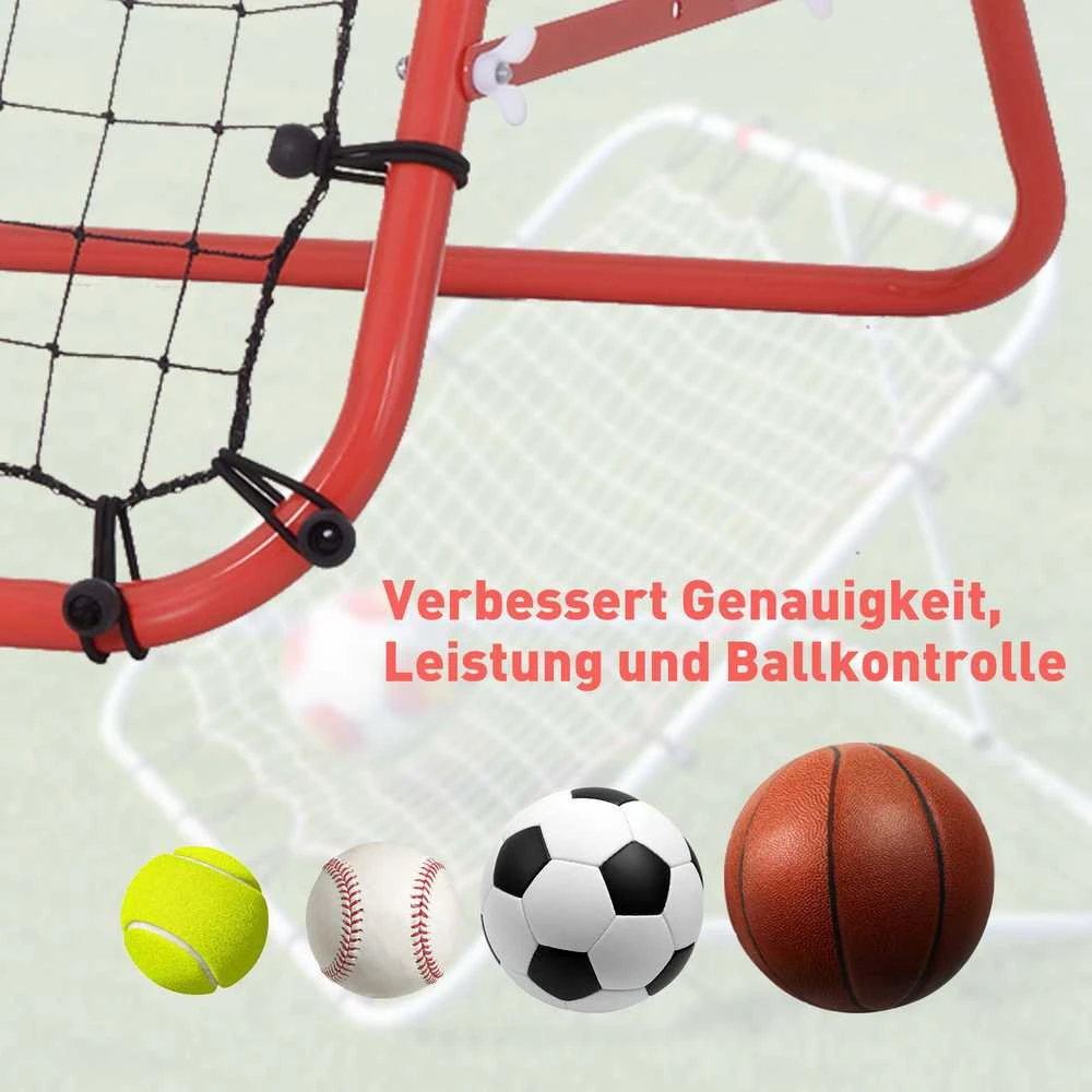 HOMCOM futbolo atšokimo tinklelis, treniruočių vartai su reguliuojamu kampu, raudona ir juoda spalvos, 96 x 80 x 96 cm