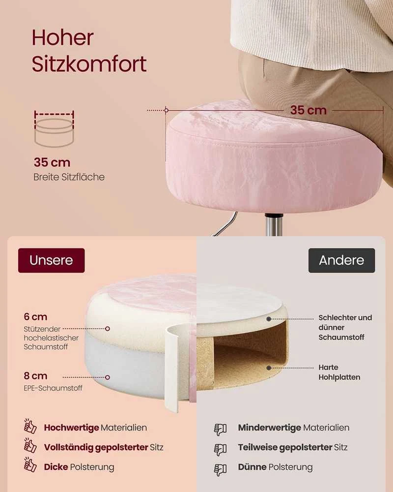 Songmics Reguliuojama kosmetinė kėdė