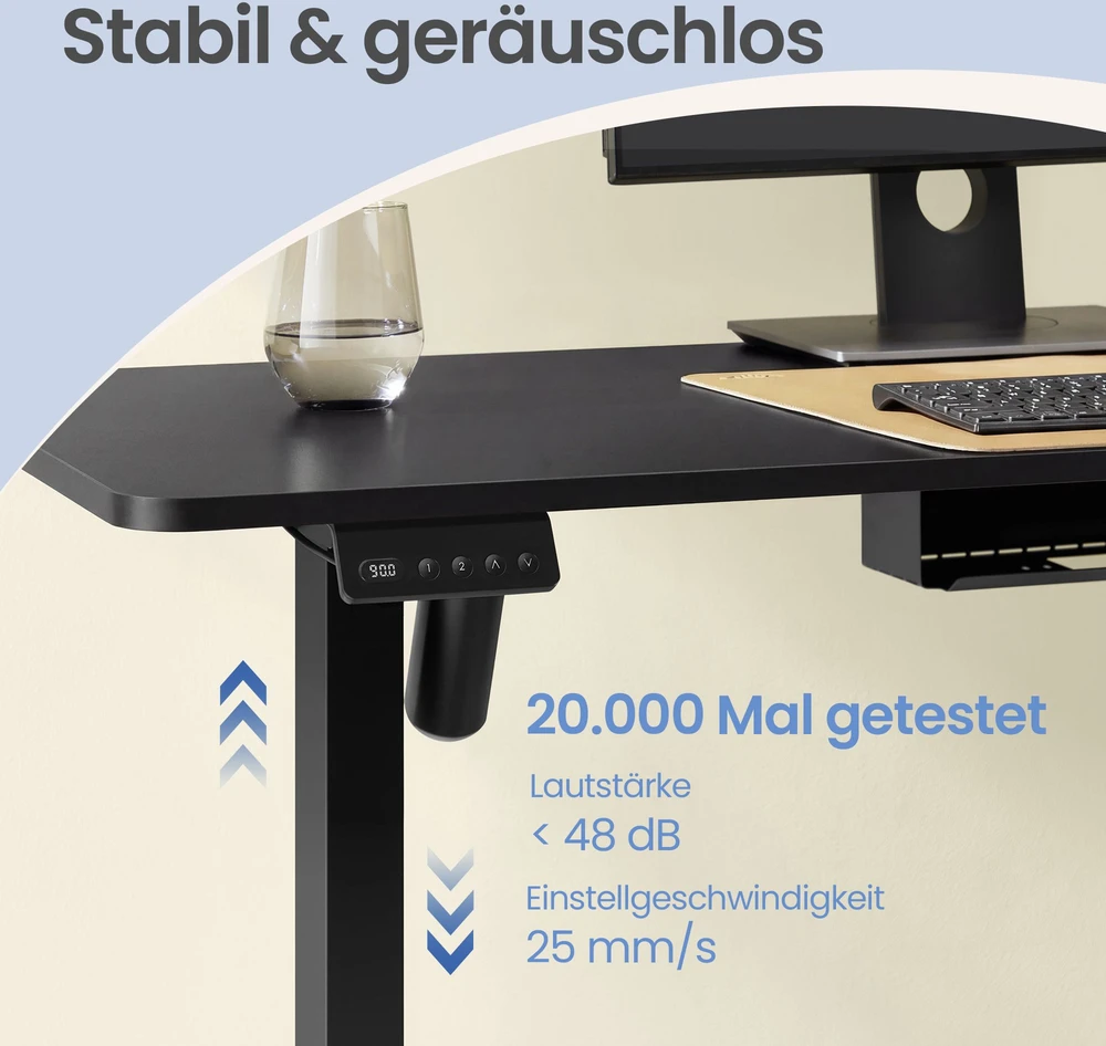 Songmics Reguliuojamo aukščio stalas 160 x 140 x 72–120 cm