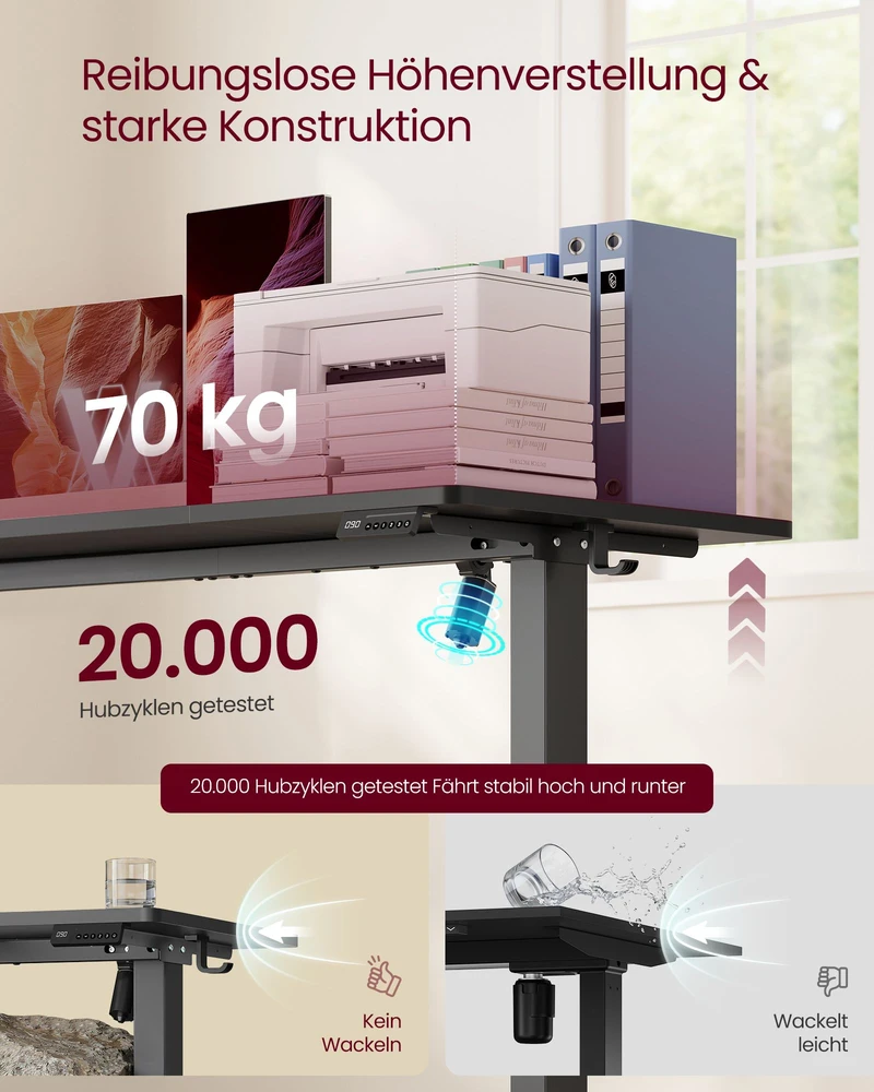 Reguliuojamo aukščio rašomasis stalas 120 × 60 × 72–120 cm