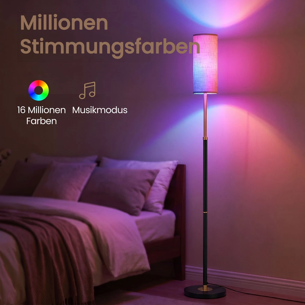 Songmics RGB LED reguliuojamo aukščio toršeras, juodas, 25 x 25 x 148–178 cm