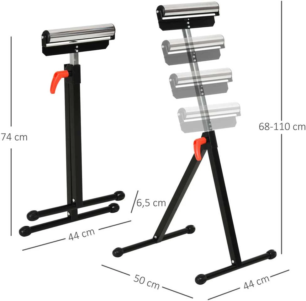 HOMCOM ritininis stovas, reguliuojamo aukščio atraminis stovas, iki 90 kg apkrova, metalinis, juodas, 44x50x68-110 cm