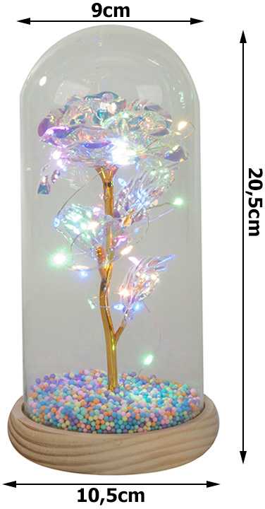 Rožė Stiklo Gaubte su LED Apšvietimu