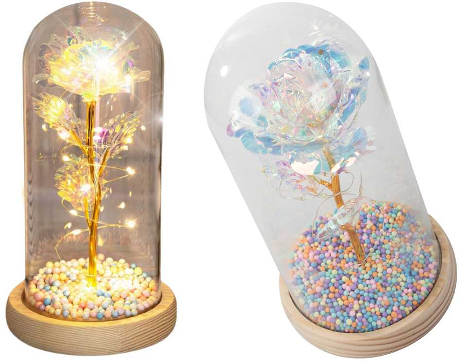 Rožė Stiklo Gaubte su LED Apšvietimu