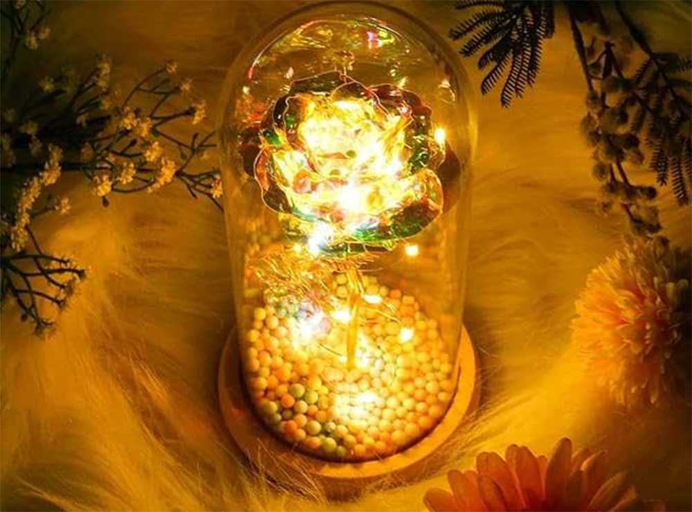 Rožė Stiklo Gaubte su LED Apšvietimu