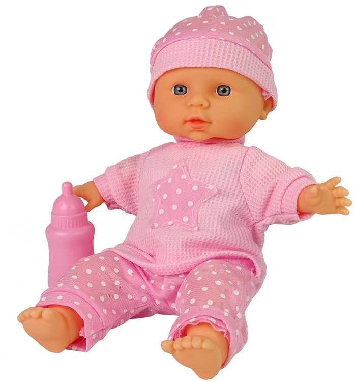 Lean Toys ROŽINĖ LĖLĖ KŪDIKIS SU GARSU IR BUTELIUKU