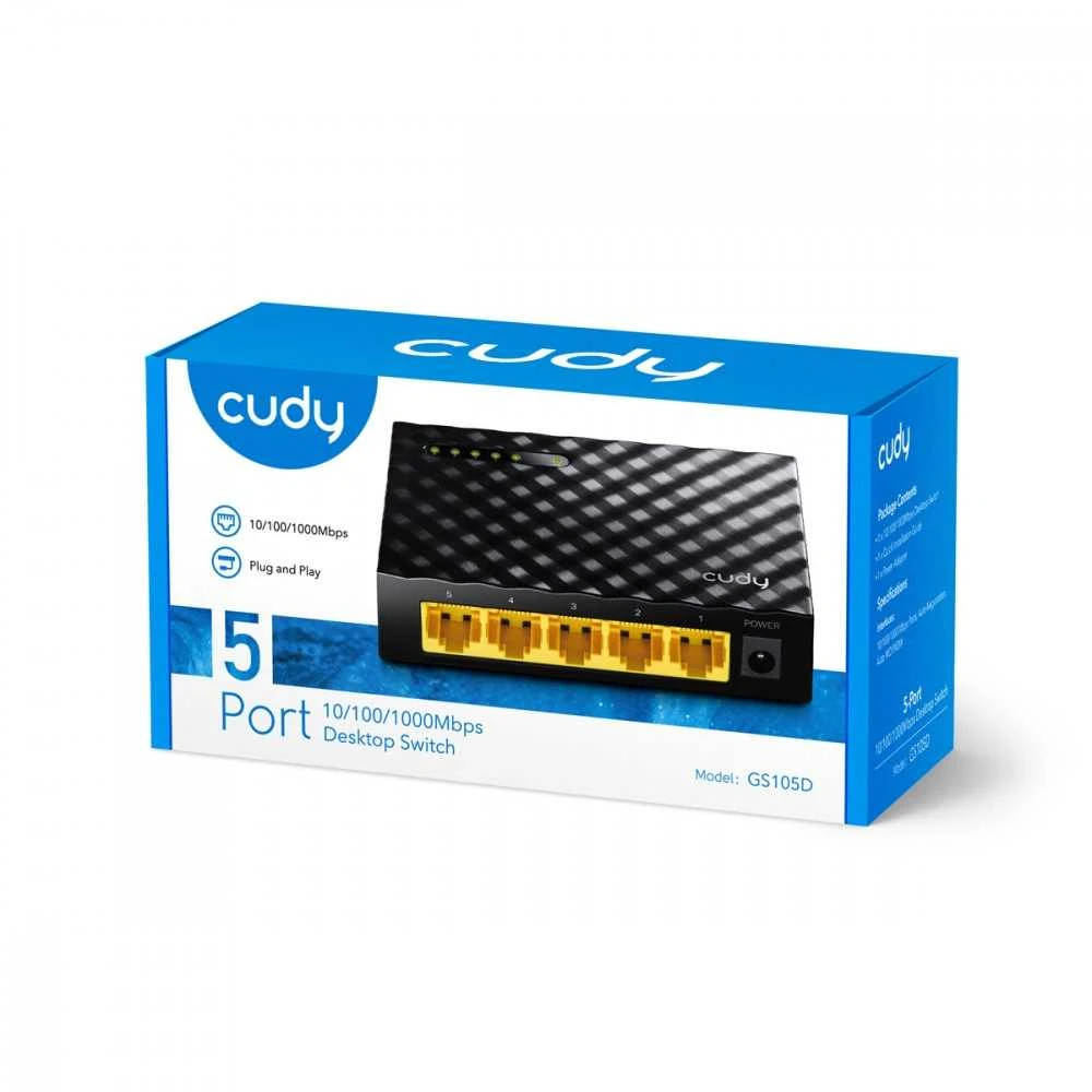 Šakotuvas Tinklo Įranga - Cudy Jungiklis GS105D 5-Port 1Gbps 95x60x90mm