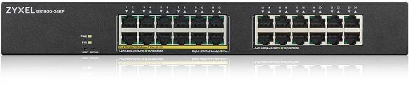 Šakotuvas ZYXEL GS1900-24EP, 24 PORT GBE L2, 12 PORT POE SMART SWITCH, MONTAVIMAS, 130 W (5 M. GARANTIJA)